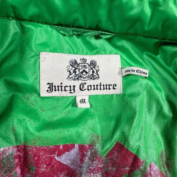 Juicy Couture JM Green Puffer Jacket M Vintage Y2K Streetwear Rare Unisex Zip Up - Picture 3 of 11